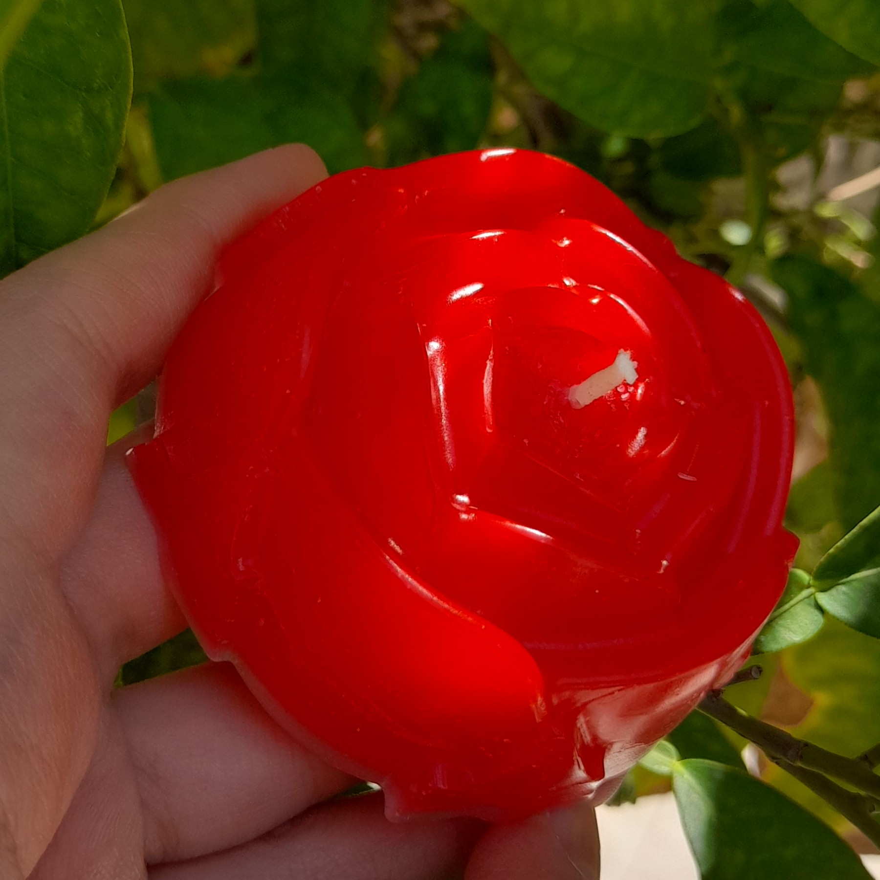 شمع طرح گل رز  با اسانس گل رز