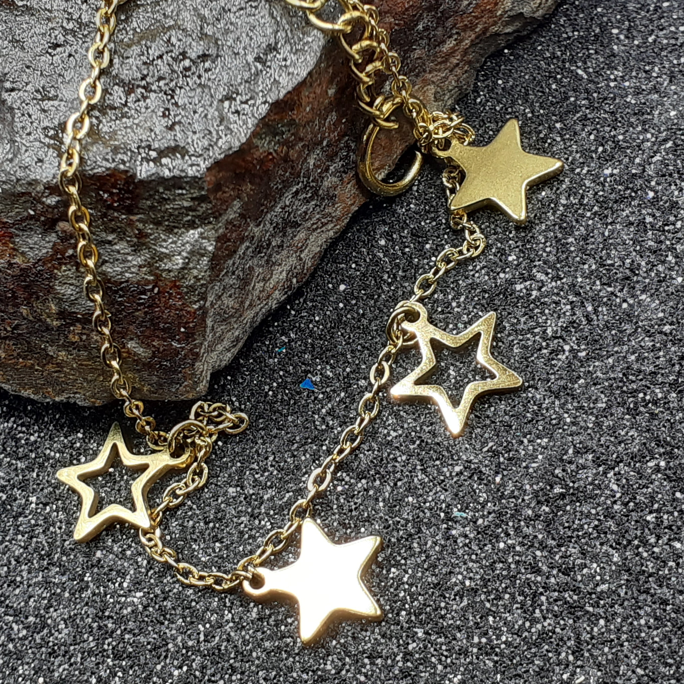 گردنبند رومانتویی ستاره ای استیل ضد حسایت رنگ ثابت روکش طلا کد(233)