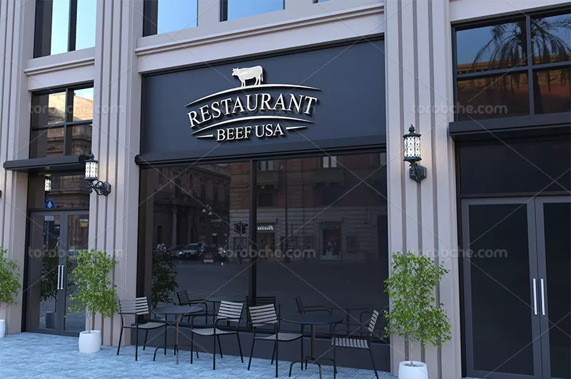 موکاپ لوگو سه بعدی رستوران | گرافیک با طعم تربچه