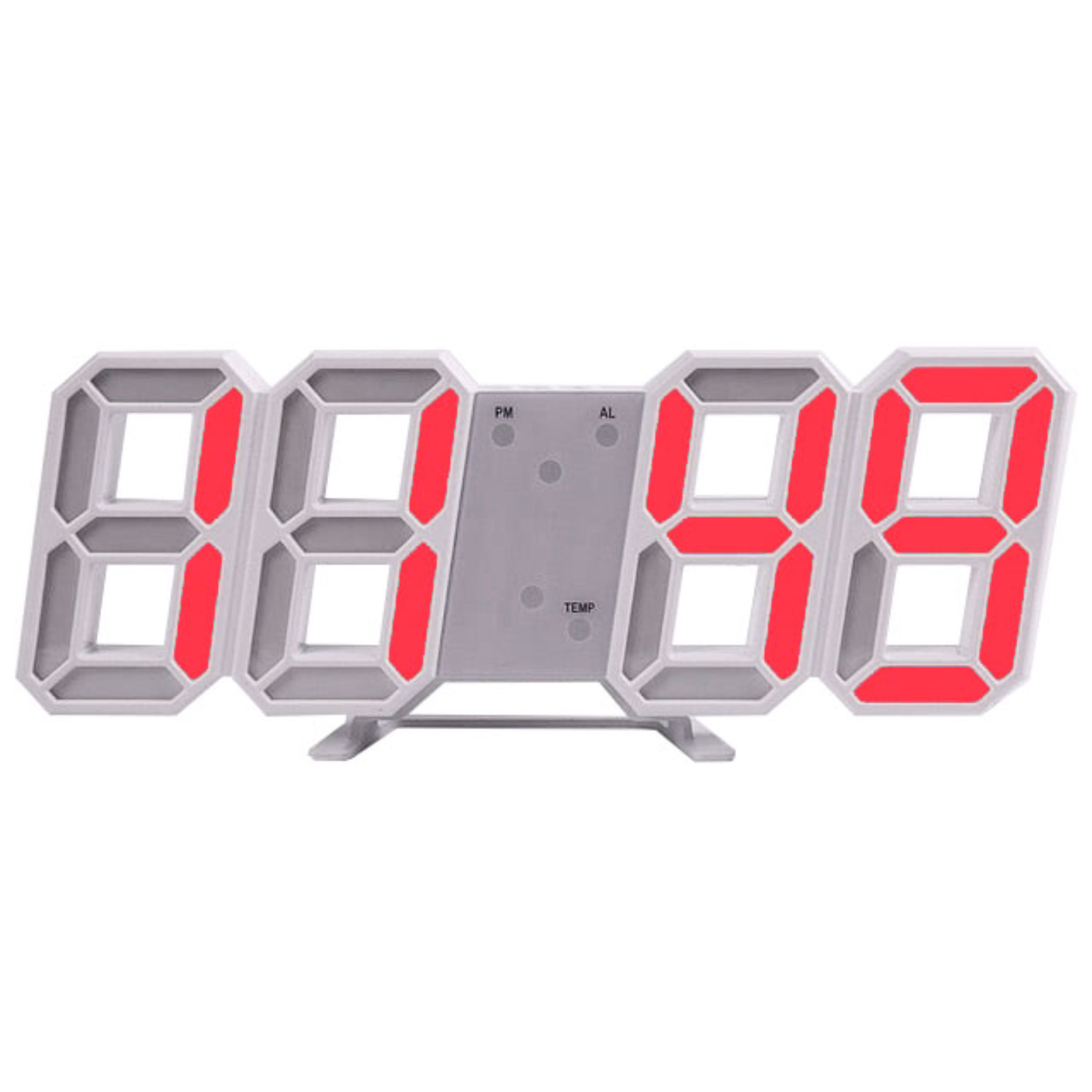ساعت دیجیتال رومیزی سه بعدی فریم سفید نور قرمز 2310