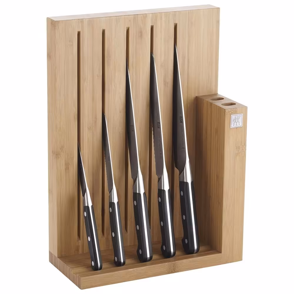 سرویس چاقو زولینگ 6پارچه مدل پرو با استند بامبو مگنتی zwilling pro 6 pcs knife set