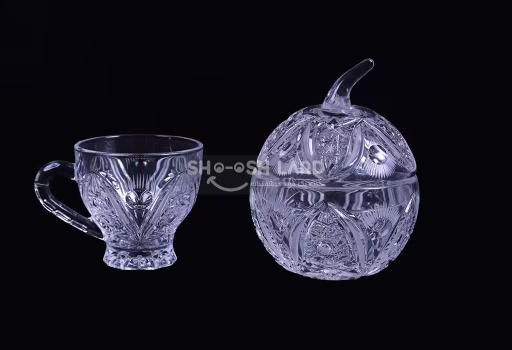 فنجان وقندان کریستال بوهیا