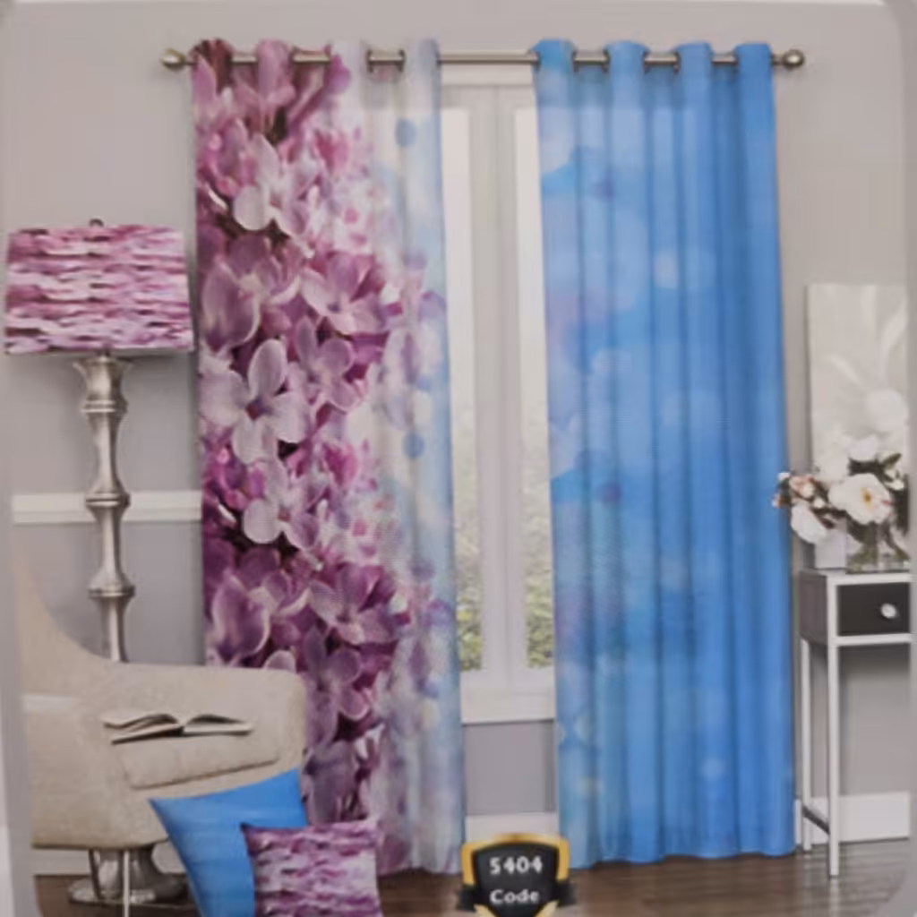 پرده چاپی پانچ دو قواره طرح گل کد 5404 (پس کرایه)