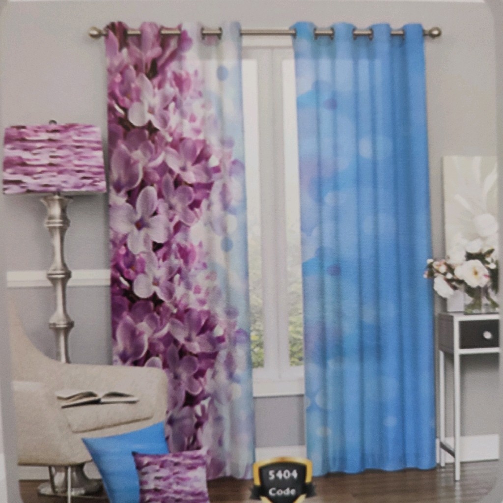 پرده چاپی پانچ دو قواره طرح گل کد 5404 (پس کرایه)