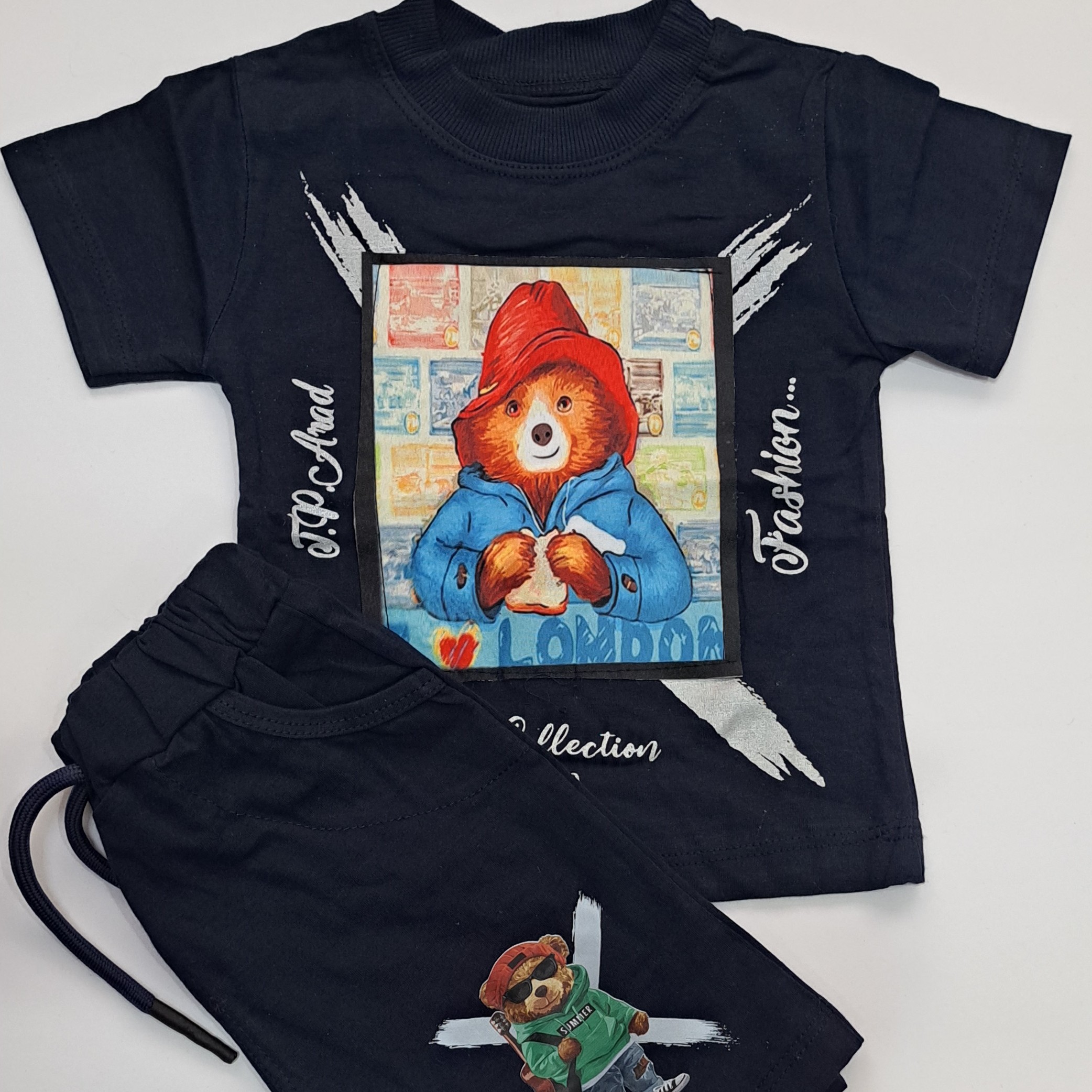 تی شرت شلوارک پسرانه چراغدار. سایز 35. مناسب 1 تا2 سال. جنس نخ پنبه