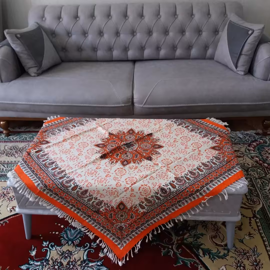 سفره قلمکاراصفهان طرح گل ترنج صادراتی ابعاد یک دریک