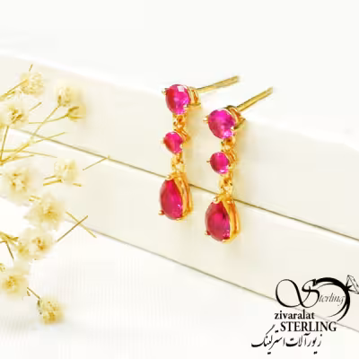 گوشواره آویز میخی رنگی