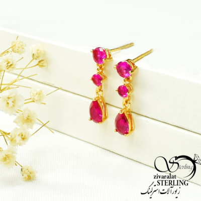 گوشواره آویز میخی رنگی