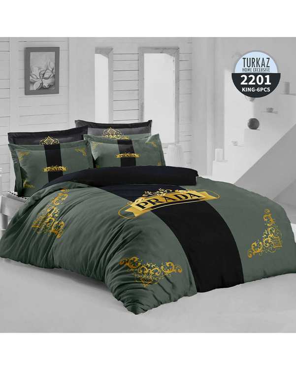 سرویس لحاف روتختی دو نفره 8 تکه دو رو میکرو تنسل گیاهی TURKAZ مدل 2201