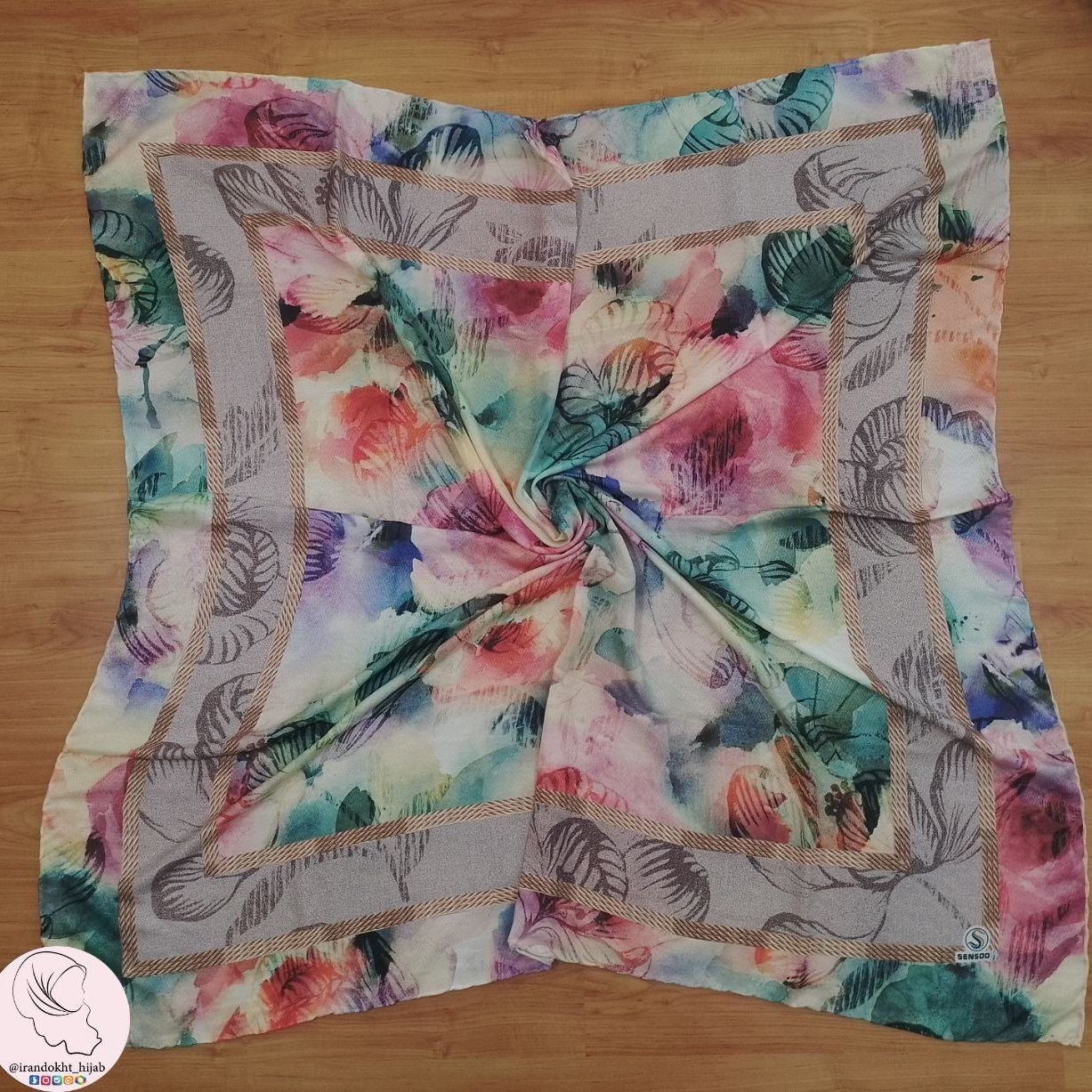 روسری نخ زیبا ، لطیف و خنک ، دوردست دوز ،قواره 140 کد G10