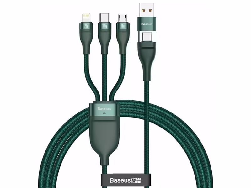 کابل سه سر سریع بیسوس Baseus Flash 2for3 Data Cable 100W CA2T3 1.2m