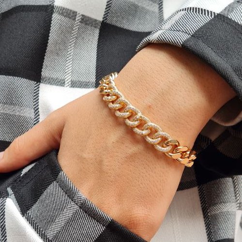 دستبند زنجیری نگینی از برند ژوپینگ ضد حساسیت و رنگ ثابت شیک و زیبا