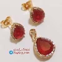 نیمست ژوپینگ قرمز نگین دار اشکی Xuping نیم ست بدون زنجیر یلدا