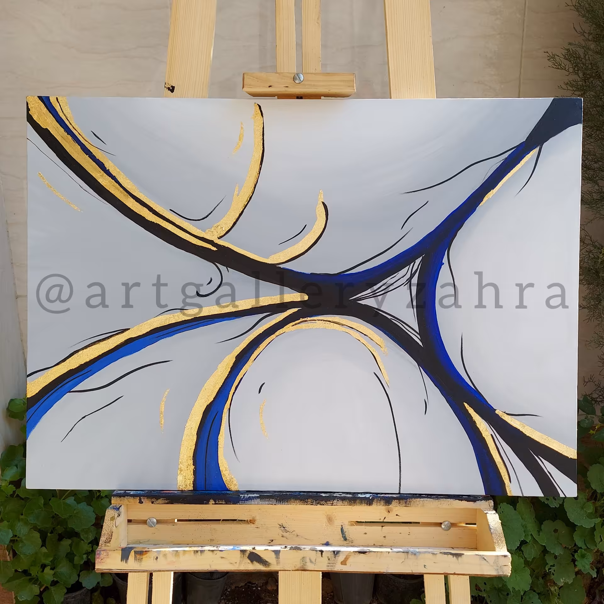 تابلو دکوراتیو انتزاعی ورق طلا