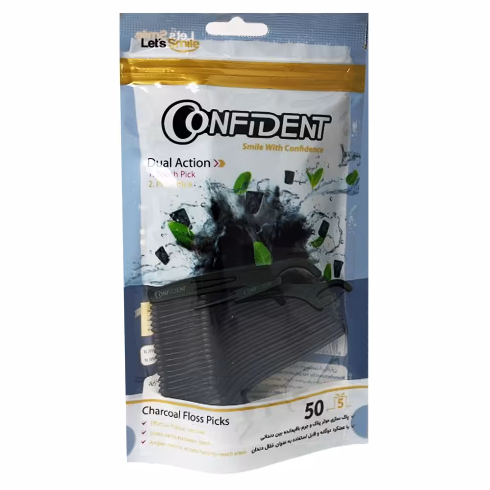 نخ دندان زغالی 50 عددی کانفیدنت
