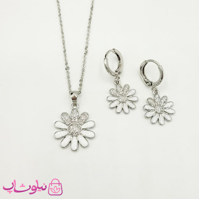 نیم ست دخترانه YSX طرح بابونه نقره ای کد 2591