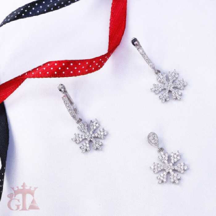 نیم ست دونه برفی نقره ظریف و درخشان کد 1662