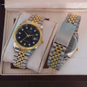 ساعت رولکس بنداستیل دورنگ صفحه سفید(مردانه)