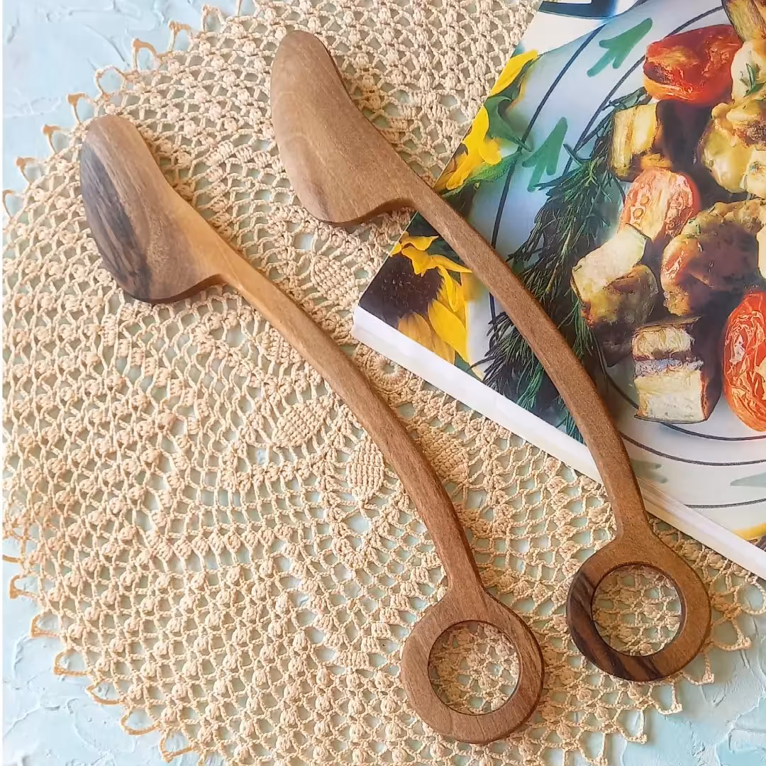 همزن و لیسه چوبی دستساز بارلی مدل دو طرفه 27 سانتی چوب گردو کد  bar0179