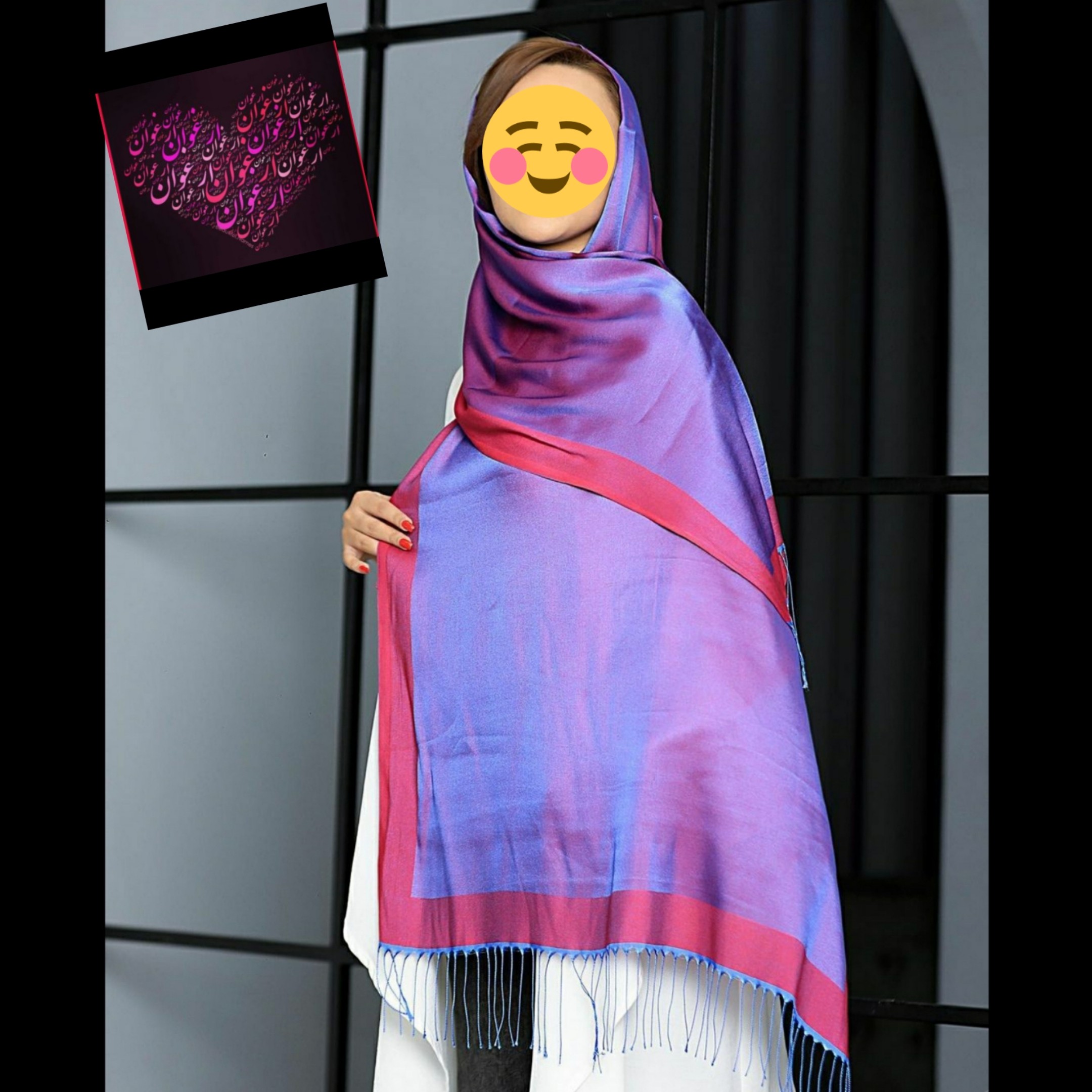 شال دو رو ابریشمی بنفش شیک و مجلسی