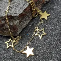 دستبند زنانه ستاره ای استیل ضد حسایت رنگ ثابت روکش طلا کد(233(