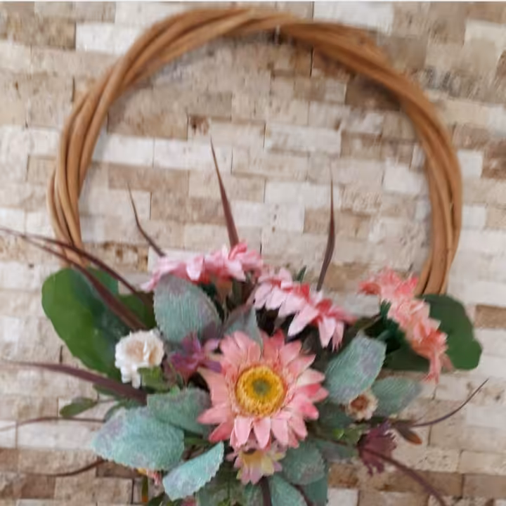 حلقه چوبی  گل صورتی