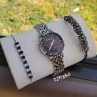 ست ساعت و دستبند استیل زنانه