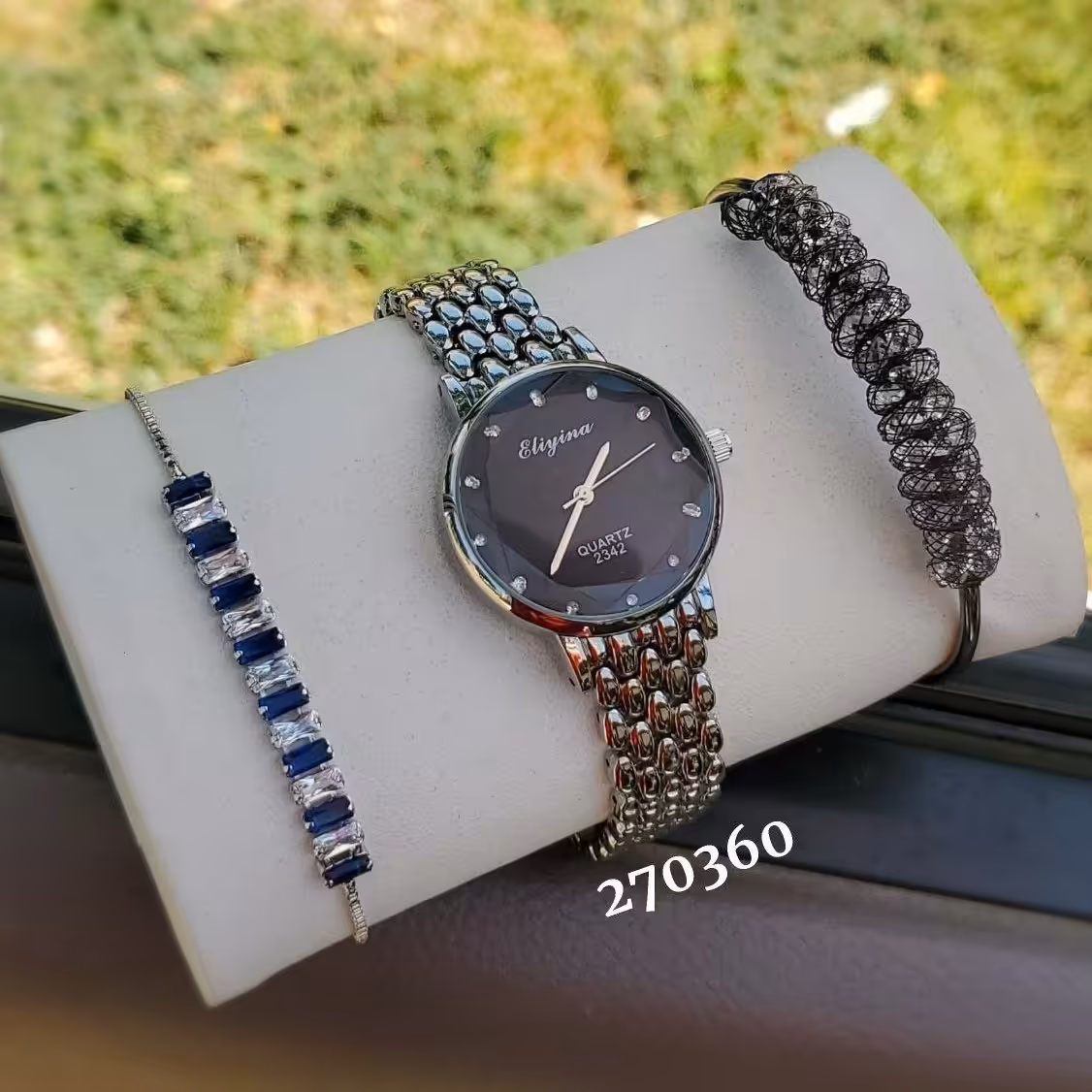 ست ساعت و دستبند استیل زنانه