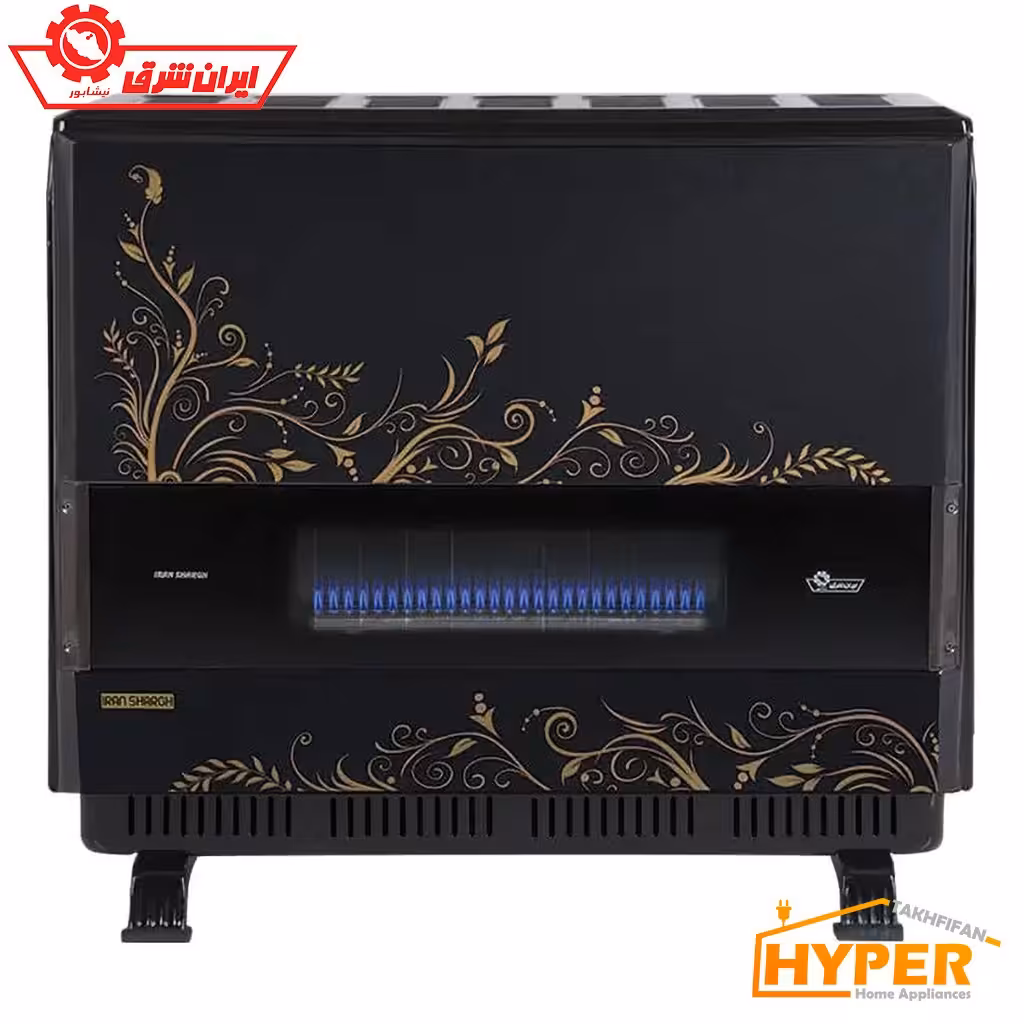 بخاری گازی ایران شرق FR170-GT فروزان طرح گلبرگ طلایی