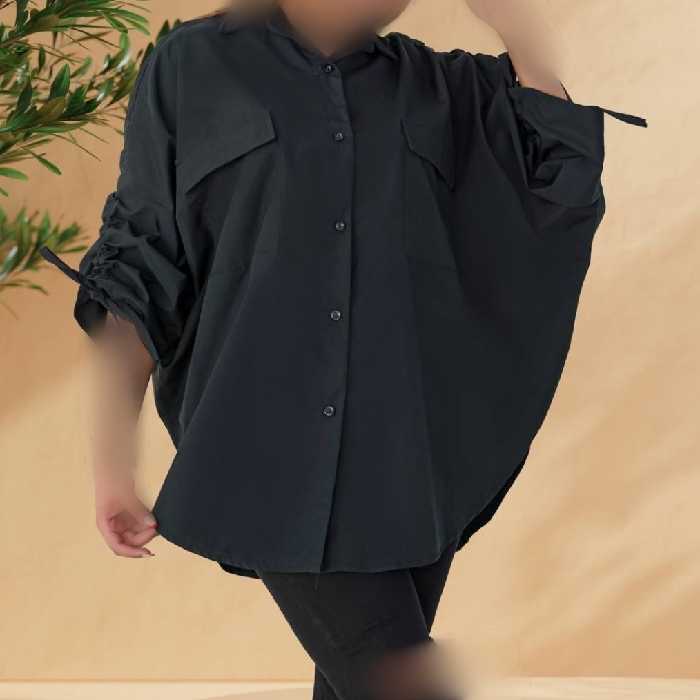 مانتو پانچ زنانه مشکی آستین گتدار داکرون نخ اعلا درجه یک فری سایز 38 تا 52 ارسال رایگان و فوری 