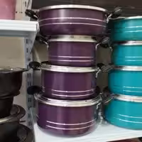 سرویس قابلمه گرانیتی7 پارچه طرح چدن برند اسکاپ گرانیت آجری جنس ضخیم عالی