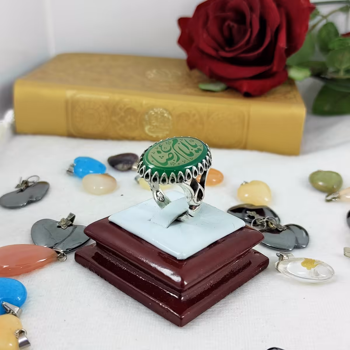 انگشتر نقره مردانه عقیق خطی کد 11410767