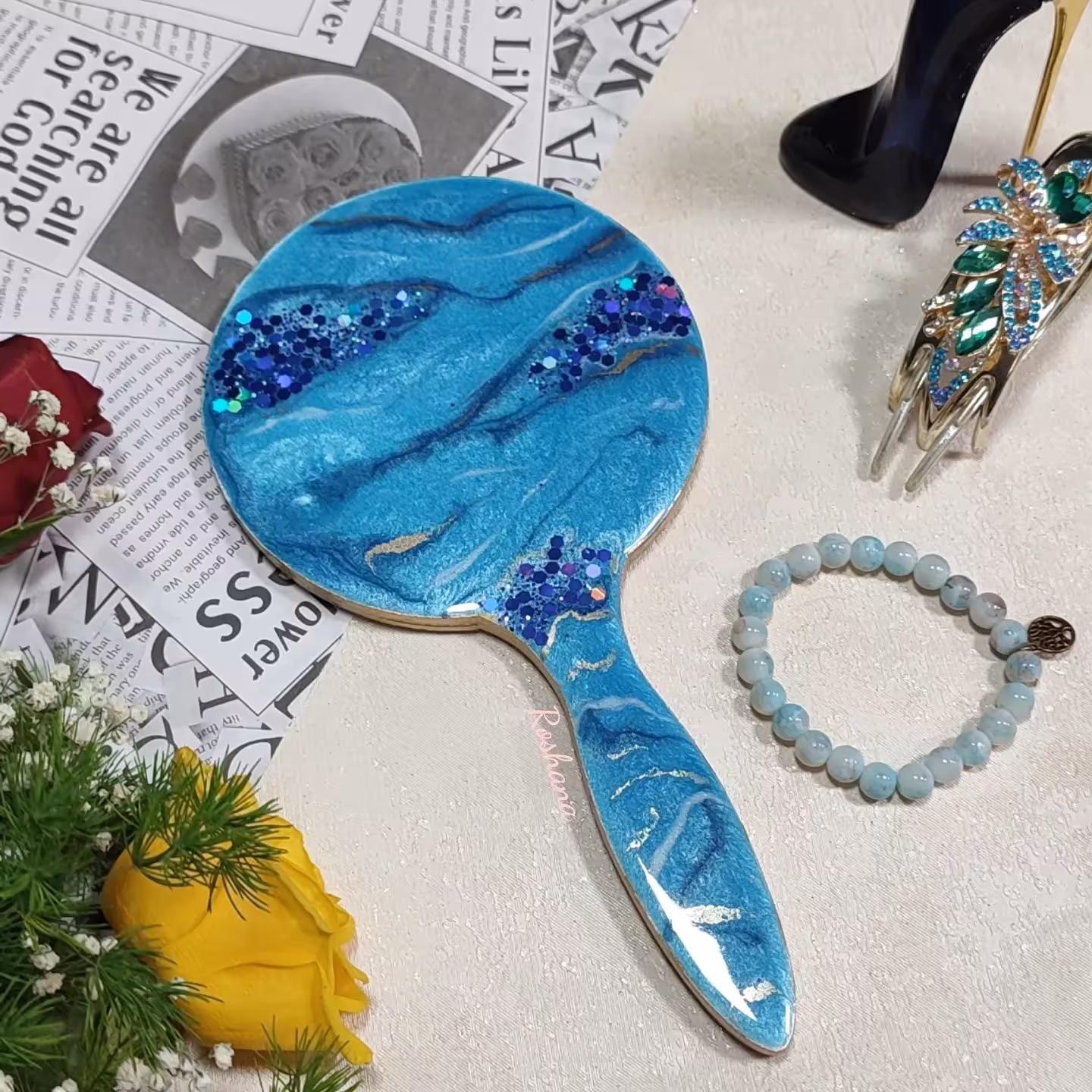 آینه دستی ام دی اف و رزین