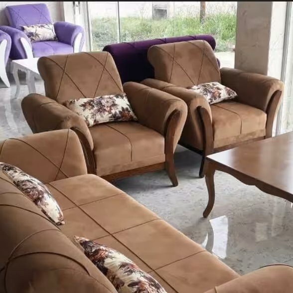 مبل اسکارلت 7نفره چوب و پارچه دلخواه مشتری 