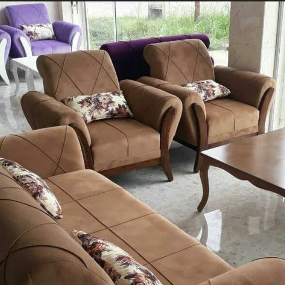 مبل اسکارلت 7نفره چوب و پارچه دلخواه مشتری 