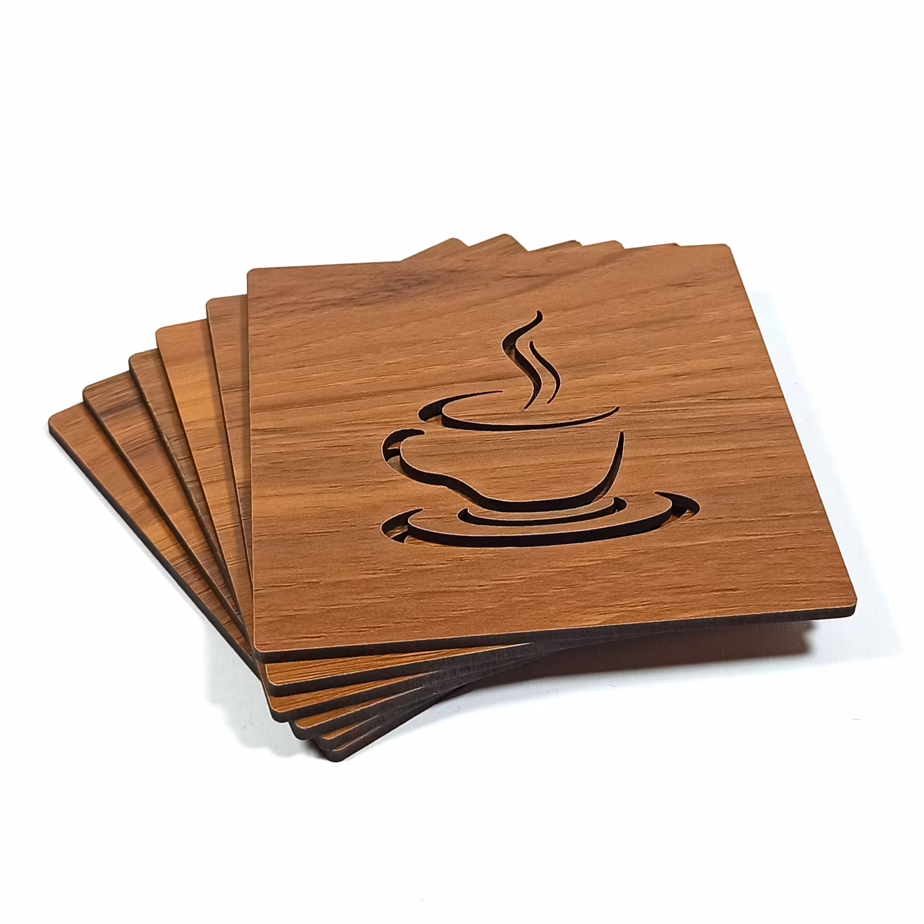 زیر لیوانی چوبی فندقی زیر استکانی 6 تایی سایز  بزرگ 