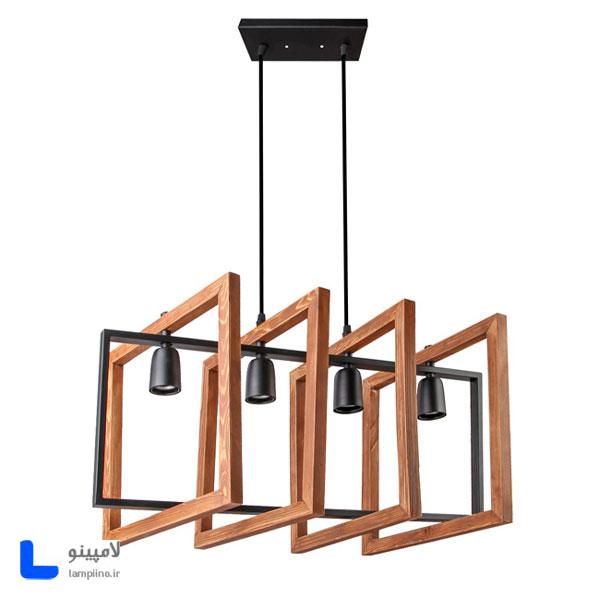 چراغ آویز چهار شعله چوب فلز مدل BAM-1074