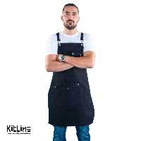 پیشبند کتان کجراه 4 جیب مشکی کیوان