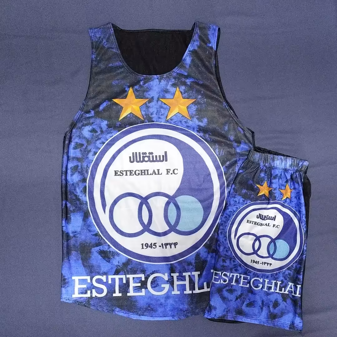 ست رکابی شلوارک استقلال فری سایز  مناسب لارج و ایکس لارج 