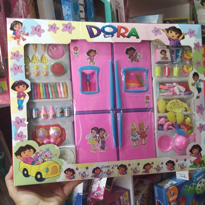 اسباب بازی دخترانه یخچال صورتی ساید با وسایل(پس کرایه)