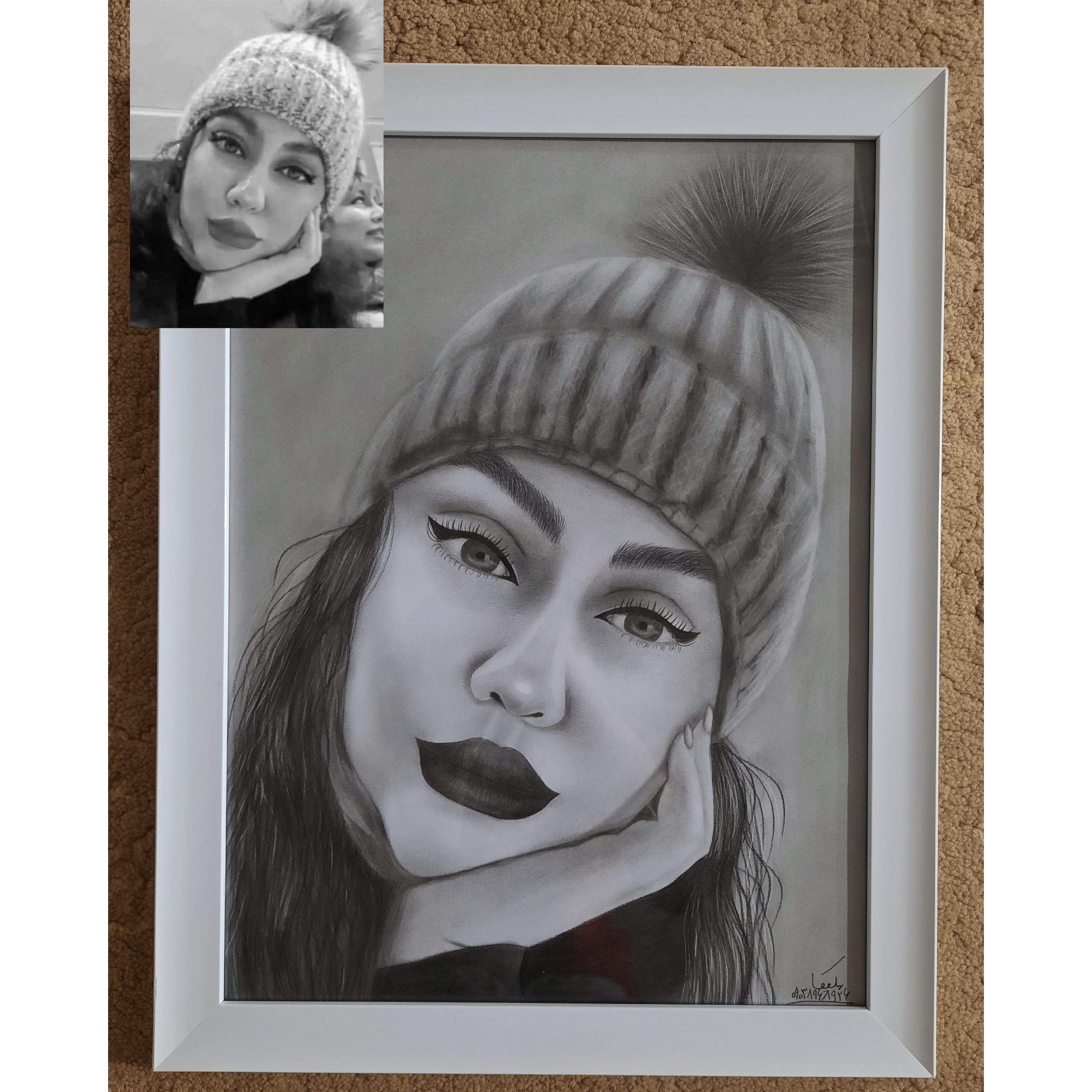 طراحی چهره سیاه قلم با 100 درصد شباهت a3