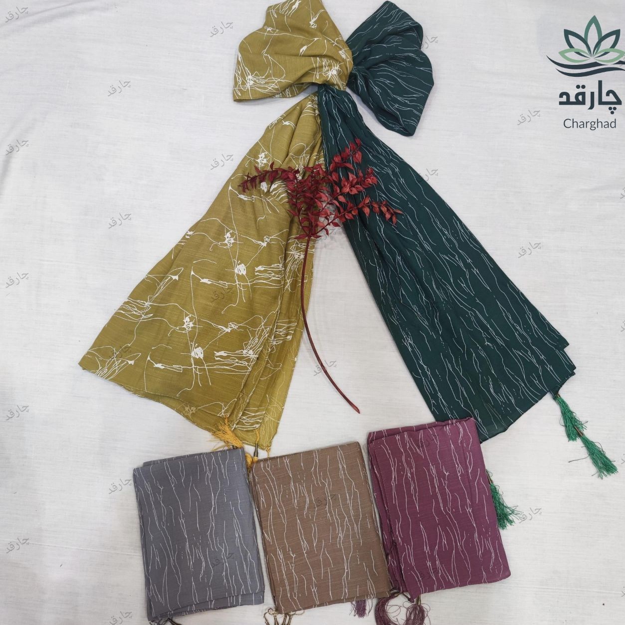 کد502شال چاپی طرح خط