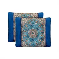 پشتی سنتی ترمه طرح خان سالار رنگ آبی (یک جفت)