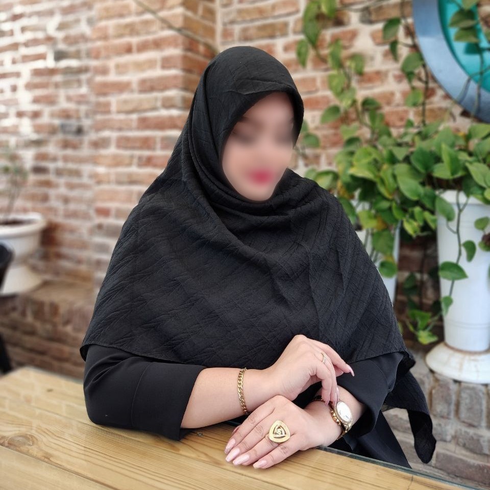 روسری نخی مشکی قواره بلند ضدچروک با ارسال رایگان