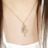 گردنبند ژوپینگ مادر و فرزند آویز نگین با زنجیر استیل 45 سانتی کد 9311