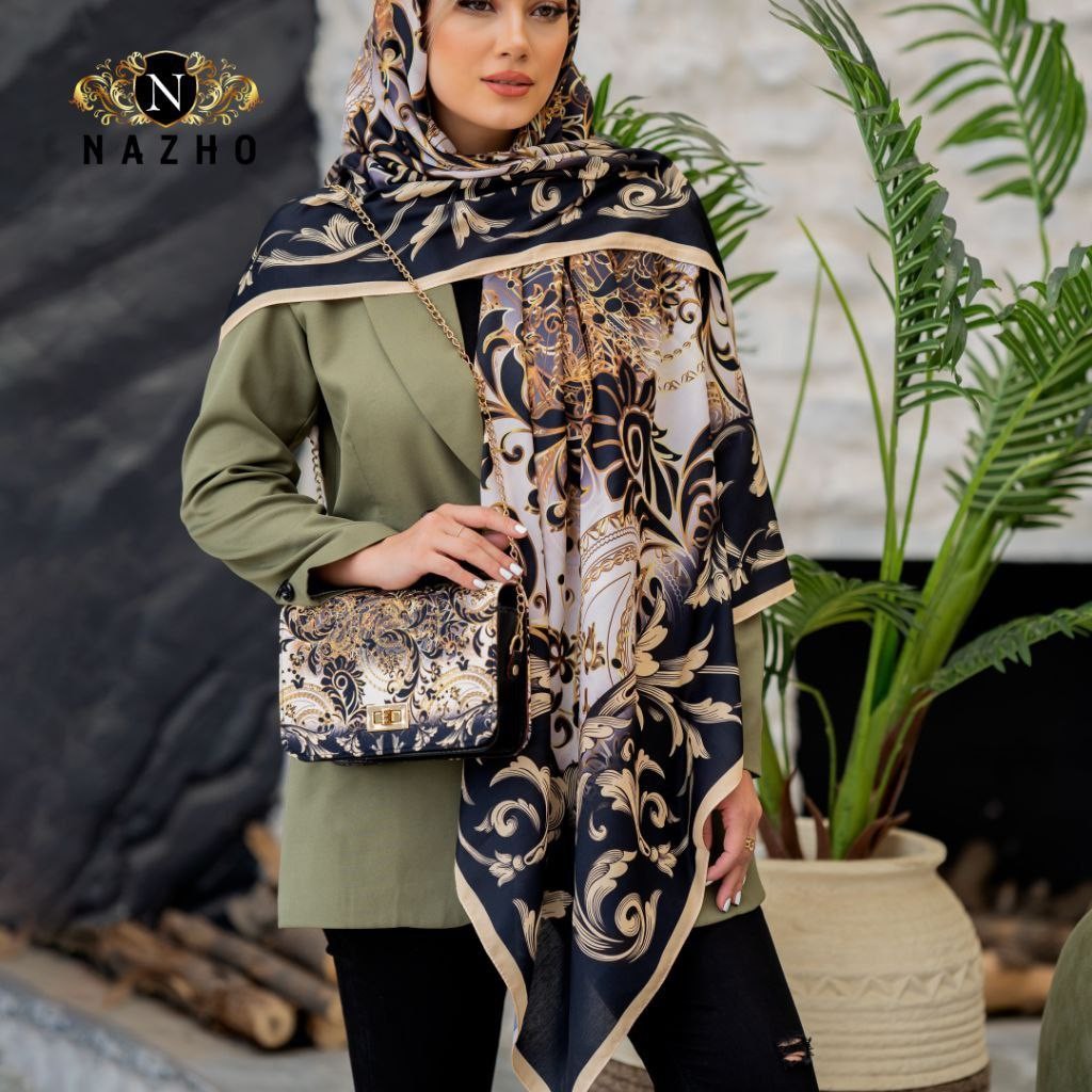 ست کیف و روسری مشکی طلایی شیک و پرطرفدار کیفیت و جنس عالی ارسالرایگان  na50