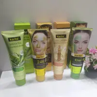ماسک صورت کاریته حاوی 4 عصاره طلا کلاژن چای سبز  کیوی