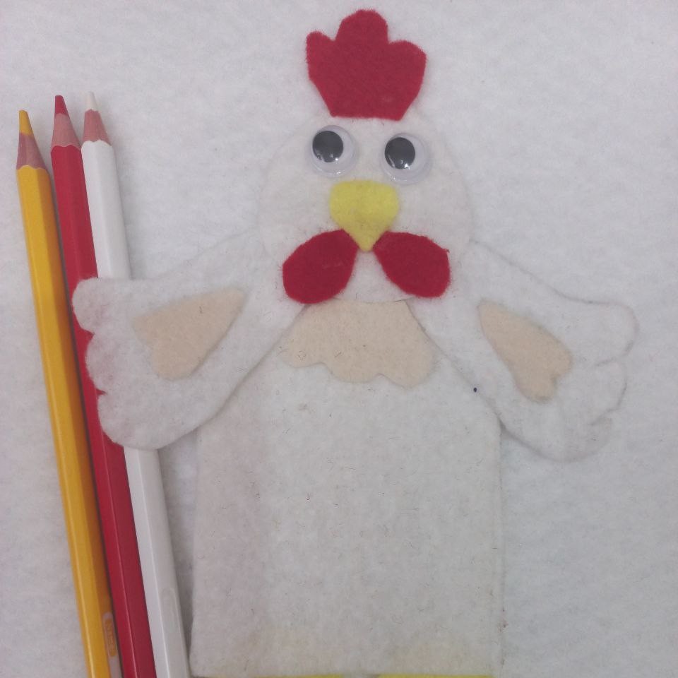 عروسک انگشتی نمدی مرغ سایز 12cm در 5cm