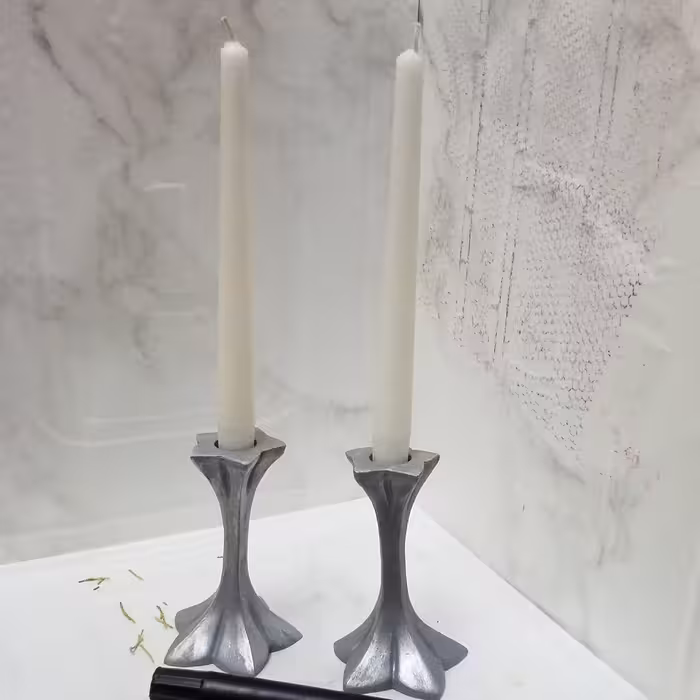 شمعدان پلی استر  پایه دار طرح ستاره یک جفت