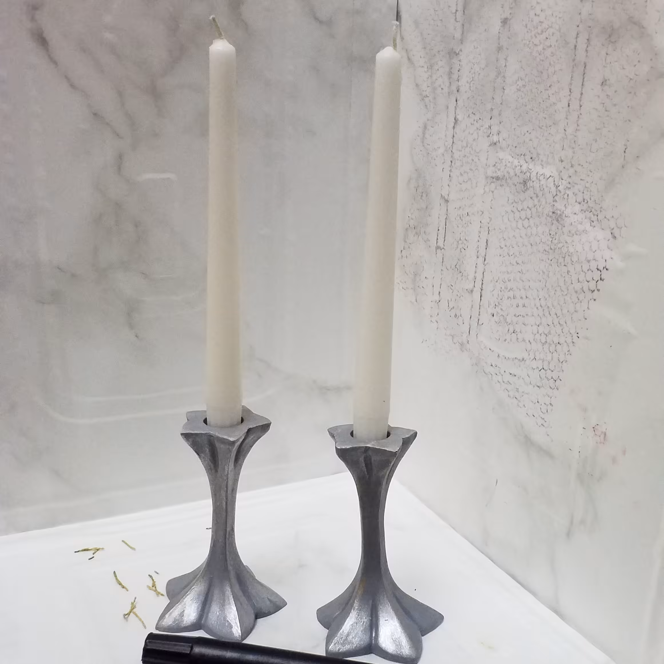 شمعدان پلی استر  پایه دار طرح ستاره یک جفت